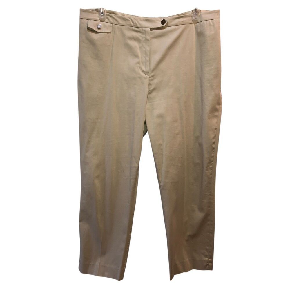 Jones New York Womens Size 16 Beige Stretch Straight Leg Career Dress Pants